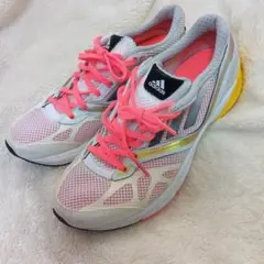 adidas adizero ランニング シューズ ホワイト/ピンク/イエロー