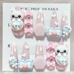 ネイルチップ 現品 量産型 地雷系 平成女児 ゴテゴテ ピンク 水色