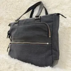 【極美品】タケオキクチ トートバッグ ビジネスバッグ デニム調 A4収納可 黒