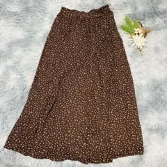 アースミュージックアンドエコロジー (F) 花柄フレアスカート 茶色