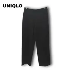 2692　【UNIQLO】　ストレッチ　ダブルフェイスストレートパンツ　L　黒