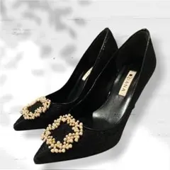 即完売✨DIANA 24cm 黒パンプス パール 上品