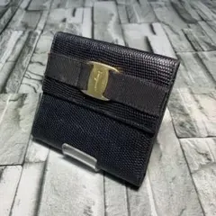Salvatore Ferragamo ヴァラ 三つ折り財布　レザー　ブラックのサムネイル