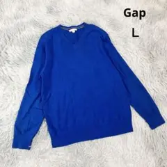 【ギャップ】Vネックセーター ニット (Ｌ) ブルー 綿100％ 無地