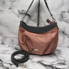 (美品)大人気、ラシット、2wayバッグ、丈夫なナイロン、レザー、人気色、ピンク