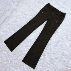 日本製❗️INDIVI カーゴフレアパンツ フラップポケット カーキ系 (03)のサムネイル