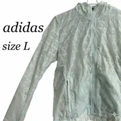 アディダス ウインドブレーカー レディース L ランニングウェア 指穴 総柄