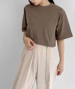 LVEU. クロップド丈 半袖Tシャツ ブラウンのサムネイル