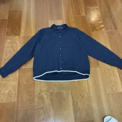 mizuiroind ブラウス 長袖 シャツ 丸襟 ネイビー 紺 クロップド丈