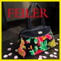 【美品】FEILER フェイラー トートバッグ ハンドバッグ 花柄 シュニール織