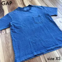GAP インディゴ染めクルーネックTシャツ ポケットTシャツ XS