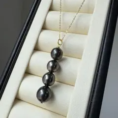黒蝶真珠　セミラウンド　ラインパール　ネックレス　silver925のサムネイル