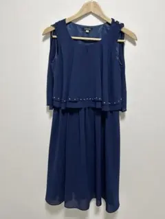 アリサナ　ネイビー　フォーマル　ドレス　パール　160美品　発表会結婚式のサムネイル