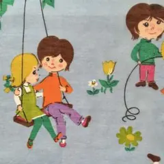 No.122ビンテージファブリック生地子供柄ブランコ