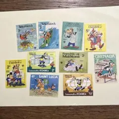 Goofyクラシック海外切手 10枚セット（消印なし） ディズニー グーフィー