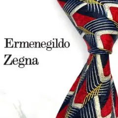 ◆美品◆Ermenegildo Zegna ネクタイ 赤色 矢羽根モチーフ