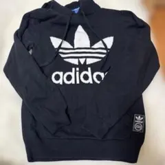 adidas ブラック ニット　フード　パーカー 2XS