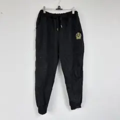 ジョガーパンツ【F】ブラック 刺繍ロゴ付き 無地 シンプル カジュアル