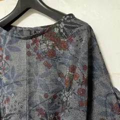 着物リメイクチュニックワンピース　紬着物リメイクチュニックワンピース