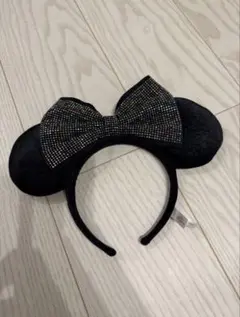 ミッキー耳カチューシャ 黒 ビジュー付き