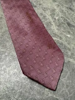 FERRAGAMO フェラガモ 100% シルク 総柄 犬 ネクタイ 赤