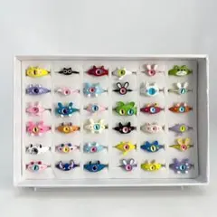 B【未使用】キャラクターリングセット 36個入り モンスター アニマル