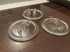 ガラス製馬とライオンの置物3点セット