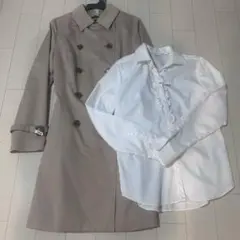 レディース トレンチコート シャツ ブラウス 2点セット クリーニング済みのサムネイル