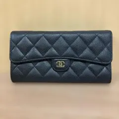 CHANEL マトラッセ長財布 ブラック ゴールド金具 31377684 - メルカリ