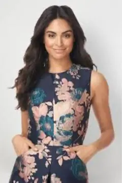 ネイビー フラワープリント ジャンプスーツ