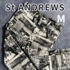 St ANDREWS】春秋 ロゴ総柄 白 ストレッチパンツ M - メルカリ