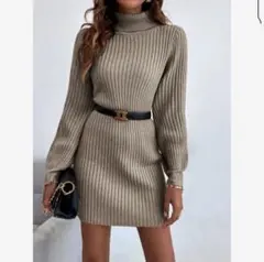 SHEIN ニットワンピ　タートルネックリブニット