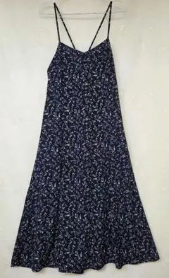 【美品】コルザ ハニーズ小花柄 キャミワンピース ロング丈 ネイビーL