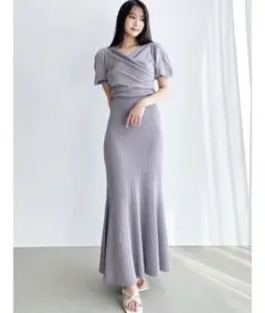 RESEXXY フロントクロスマーメイドニットワンピース ラベンダー