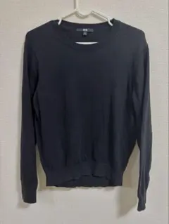 ユニクロ　ウォッシャブルコットンクルーネックセーター（長袖）　ブラック