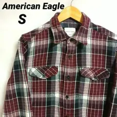 USA古着AmericanEagle【S】フランネルシャツ アメリカン 厚手