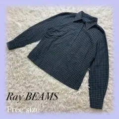 Ray BEAMS コットン100％ 長袖 チェック柄 ポロシャツ 国産品のサムネイル