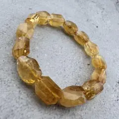B-20天然シトリン 多面カット ブレスレット ゴールドイエロー 天然石