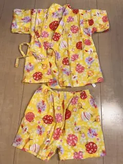 【破格です！】ベビー　キッズ　甚平　黄色　90㎝　花火風鈴柄　夏祭り　保育園