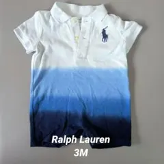 ラルフローレン 半袖 ロンパース　ベビー ブルー グラデーション 3M 春夏