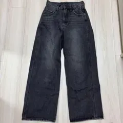 デニムパンツ ブラック sサイズ レディース ストレートデニム ダメージデニム