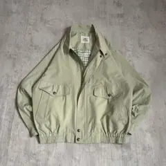 ブルゾンジャケット　短丈　ライムグリーン　レトロボタン　アメカジ　シティーボーイ