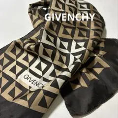 GIVENCHY 長方形スカーフ 　　　幾何学模様 ブラウン×ベージュ
