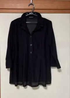 メッシュ生地のジャケット　ブラック 七分袖　お出掛けに　日除に　シニアミセス向けのサムネイル