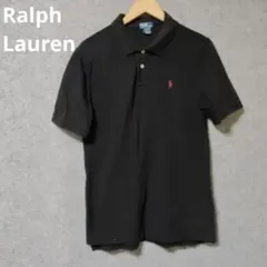 RalphLaurenブラックポロシャツ ポロの馬刺繍付き