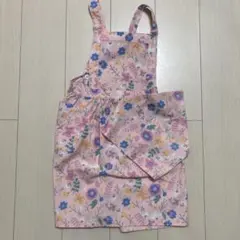 キッズ　エプロンと三角巾セット　Mサイズ130〜140 ピンク　女の子