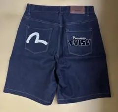 エヴィス 7001 カモメペイントハーフショートデニムパンツ インディゴ