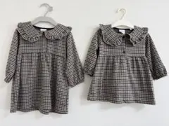 【80㎝サイズのみ 】ZARA キッズ チェック 丸襟 ワンピース