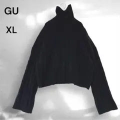 GU ジーユー パフィータッチクロップドタートルネックセーター XL 黒