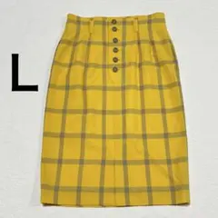【TRICOSA PARIS 】美品❣️イエローチェック柄 タイトスカート Ｌのサムネイル